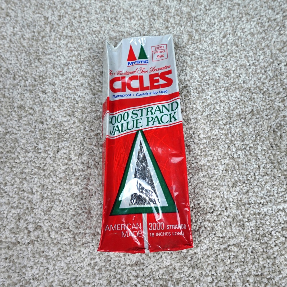 Vintage Mystic Icicles Silver Tinsel Christmas Tree Decor 3000 Strands 18‎ Inch